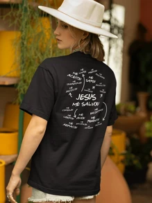 Basic Religious Gospel Unisex T-Shirt Jesus Saved Me - màu đen - Xem 4
