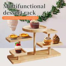 化妆品展示架梯子实木创意珠宝展示架收纳甜品肉食收纳架香水、身体乳、洗面奶收纳、展示架、多功能展示架-乡村农舍5层木制纸杯蛋糕架-非常适合婚礼、生日、周年纪念日和茶会、多功能收纳架、手提展示架、适用于假日海滩、浴室收藏、卧室收藏、大容量 - 杏色 - 查看 6