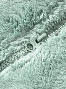 Women's Fluffy Warm Outdoor Sports Fleece Jacket,Skiing - Mint Green - View 7