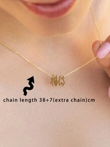 男女皆宜的定制字母项链，个性化名字不锈钢项链吊坠，简约宣言，定制珠宝，闺蜜圣诞礼物，金色时尚，秋季潮流，复古，男女皆宜，简约，休闲，潮人，哥特，朋克，定制，个性化，独特，送给她的理想礼物，朋友生日礼物，婚礼礼物，日常佩戴，黑色，复古 - 金色 - 查看 5