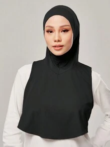 1pc Solid Color Hijab Style Tube Headwrap, Versatile Cap For Sports, Daily Wear & Occasions For Abaya Veiled Clothes - Black - View 3