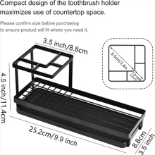 1pc Black Metal 4-Slot Rust-Proof Bathroom Toothbrush Holder With Drainage, Toothpaste & Electric Toothbrush Stand Home Bathroom Decor Fall Decor Back To School