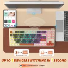 ATTACK SHARK Gaming Keyboard With Dual Mode Bluetooth 5.0/2.4Ghz TKL Mechanical Feeling Keyboard,Rechargeable Anti-Ghosting PBT 75% Wireless BT Keyboard Backlit For Silent Office/Gaming - 咖啡 - 查看 3