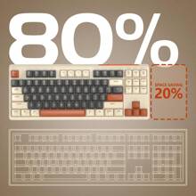 ATTACK SHARK Gaming Keyboard With Dual Mode Bluetooth 5.0/2.4Ghz TKL Mechanical Feeling Keyboard,Rechargeable Anti-Ghosting PBT 75% Wireless BT Keyboard Backlit For Silent Office/Gaming - 咖啡 - 查看 6