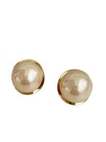 1 par de pendientes minimalistas de lujo, con diseño de estilo vintage para dama, con perla de media luna, simples y elegantes
