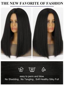 16 Inches Kinky Straight Bob Wig Black Shoulder Length Straight Bob  Synthetic Hair Wigs Bob Kinky Straight Wig Short Kinky Wig