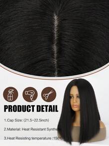 16 Inches Kinky Straight Bob Wig Black Shoulder Length Straight Bob  Synthetic Hair Wigs Bob Kinky Straight Wig Short Kinky Wig