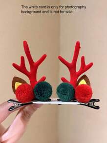 2 件圣诞鹿角、耳朵、铃铛发夹，节日可爱圣诞发饰，适合女性和女孩，装饰性侧夹适合摄影驯鹿 - 彩色 - 查看 11