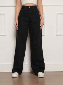 Women's Wide Leg High Waisted Jeans With Butt Lifting Pant - 黑色 - 查看 1