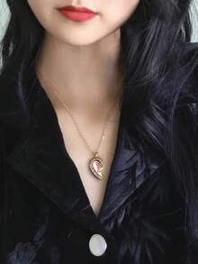 时尚流行心形蝴蝶吊坠项链颈链情侣款带卡片适合送礼 - 彩色 - 查看 5