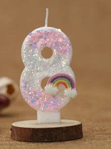 1 pieza Vela de número para pastel de cumpleaños con efecto ombre de rosa a blanco arcoíris, vela de cumpleaños creativa y romántica, suministros y decoración para fiesta de cumpleaños, decoración de habitación, regalos, velas de cumpleaños, decoraciones de cumpleaños, feliz cumpleaños, velas para pastel, decoración de habitación