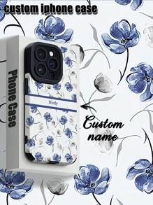 Ốp lưng điện thoại tùy chỉnh Daisy 1 chiếc, tương thích với iPhone và điện thoại, da PU sọc dọc chống trượt chống vân tay TPU toàn bộ vỏ mềm, lý tưởng để cá nhân hóa bằng chữ cái, tên, biệt danh làm quà tặng cho cá nhân, đối tác, gia đình, bạn bè, bạn thân, sinh nhật, ngày kỷ niệm - màu đen - Xem 1