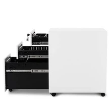 3 Drawer Steel Metal Filing Cabinet With Embedded Handle And Lock (Black) - White + Metal - View 10