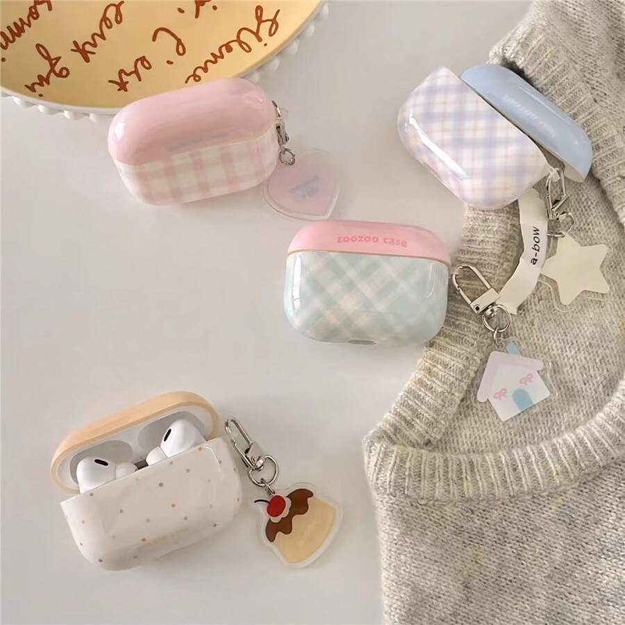 Minimalist Colorblock Plaid Polka Dot Airpods 3 Earphone Case, Women Airpods Pro 2 Protective Cover, Novel Fresh Style Airpods 2/3 Accessories - Multicolor - View 1