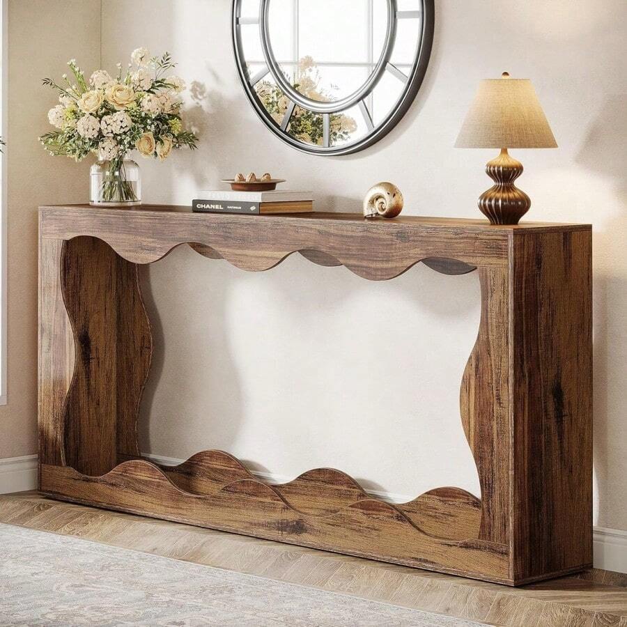 Tribesigns 63 Inch Farmhouse Console Table Narrow Entryway Storage Wood