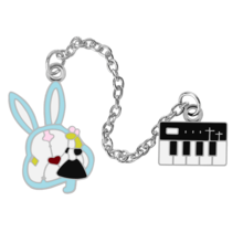 1 件装迷你电子风琴兔子珐琅别针卡通动物金属链胸针时尚夹克翻领别针背包徽章女孩首饰 - 彩色 - 查看 15
