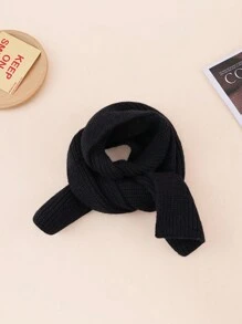 1pc Kids' Knit Solid Color Vertical Stripe Warm Neck Scarf, Unisex, Autumn/Winter
