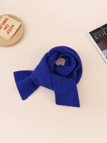 1pc Kids' Knit Solid Color Vertical Stripe Warm Neck Scarf, Unisex, Autumn/Winter