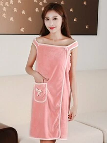 1pc Cartoon Rabbit Print Sleeveless Bathrobe, Soft, Absorbent, Thick, Edged Spa Bath Towel For Shower And Gym Home Bathroom Decor - View 6