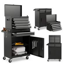 5-Drawer Rolling Tool Chest, High Capacity Tool Storage Cabinet With Lockable Wheels, Adjustable Shelf & Anti-Slip Liner, Removable Tool Box Organizer For Garage, Workshop, Black - Black - View 1