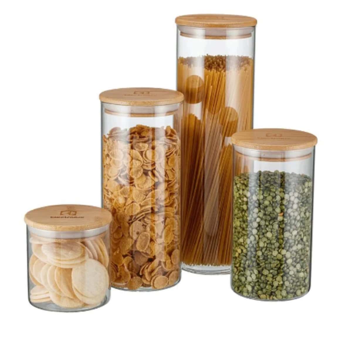  Conjunto potes hermeticos vidro tampa bambu 4 un Electrolux