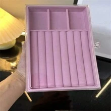 1 件透明珠宝收纳盒，母亲节礼物，3 层抽屉式收纳盒，用于存放耳环、戒指、项链、手镯、吊坠、生日和周年纪念礼物、展示盒 - 粉色 - 查看 6