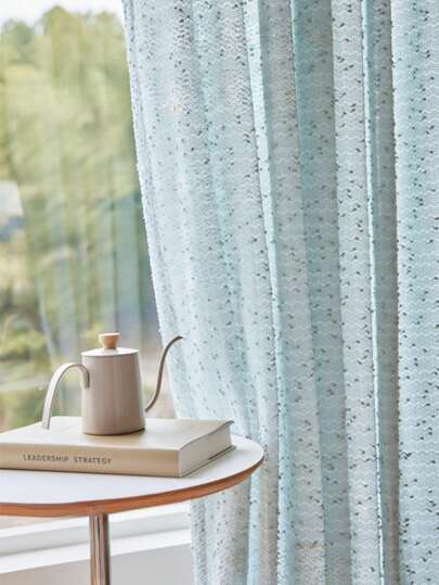 1 pieza Cortina traslúcida azul, panel de cortina de voile semitraslúcida de unicolor al estilo estadounidense para sala de estar, dormitorio, balcón