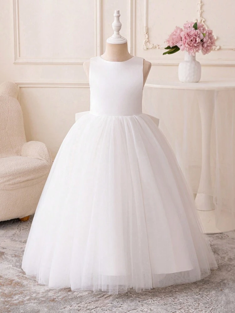 Vestido de fiesta de tul blanco para adolescentes, adecuado para eventos de cumpleaños o reuniones en la escuela secundaria - Blanco - Añade 2