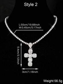 LIGHTSOME Dây chuyền mặt dây chuyền Hip Hop hình thánh giá Chúa Jesus dành cho nam Bộ trang sức Hip Hop mặt dây chuyền nhiều lớp tôn giáo - Bạc - Xem 9