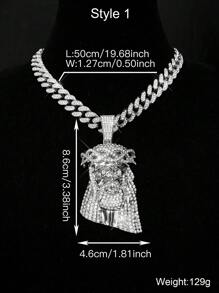 LIGHTSOME Dây chuyền mặt dây chuyền Hip Hop hình thánh giá Chúa Jesus dành cho nam Bộ trang sức Hip Hop mặt dây chuyền nhiều lớp tôn giáo - Bạc - Xem 8
