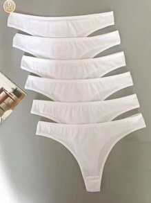 6pcs Sexy Women's White Thong Underwear - White - View 1