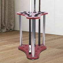 SHZICMY Billiards Pool Stick Holder, Floor Stand Pool Cue Rack, Hardwood Pool Cue Organizer Suit For 12 Cues Sticks, Storage Pool Table Accessories Equipment Organizer Red - Red - View 3