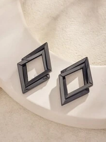 1 Đôi bông tai nữ hình vuông bất đối xứng, thiết kế phóng khoáng, cá tính, kiểu dáng tối giản hình thoi và hình tròn, sang trọng, lãng mạn, phù hợp cho sử dụng hàng ngày, đi làm, họp mặt, lễ hội âm nhạc, mua sắm, quán bar, làm quà tặng cho gia đình và bạn bè. - màu đen - Xem 2