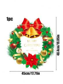 1件装免胶静电吸附花环玻璃窗橱柜可移除墙贴，最佳礼物家居装饰圣诞装饰房间装饰圣诞节冬季圣诞装饰家居圣诞礼物圣诞装饰 - 彩色 - 查看 4