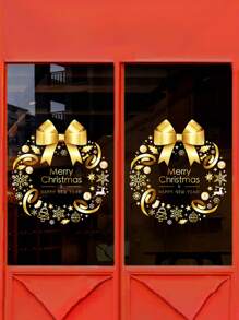 1件装免胶静电吸附花环玻璃窗橱柜可移除墙贴，最佳礼物家居装饰圣诞装饰房间装饰圣诞节冬季圣诞装饰家居圣诞礼物圣诞装饰 - 彩色 - 查看 6