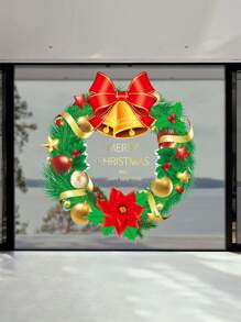 1件装免胶静电吸附花环玻璃窗橱柜可移除墙贴，最佳礼物家居装饰圣诞装饰房间装饰圣诞节冬季圣诞装饰家居圣诞礼物圣诞装饰 - 彩色 - 查看 7