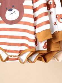 3 pièces/set Body bébé fille mignon imprimé ours, ensemble automnal - Multicolore - Voir 4