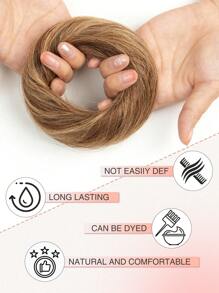 1 búi tóc giả kiểu rối, tóc thật, màu #4/27, màu nâu sô cô la chuyển dần sang vàng caramel, kiểu tóc búi gợn sóng, thích hợp cho kiểu tóc búi cao, búi tròn, kèm dây buộc tóc co giãn, lý tưởng cho trang phục Halloween của phụ nữ. - S4/27 - Xem 5