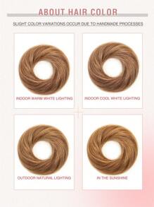 1 búi tóc giả kiểu rối, tóc thật, màu #4/27, màu nâu sô cô la chuyển dần sang vàng caramel, kiểu tóc búi gợn sóng, thích hợp cho kiểu tóc búi cao, búi tròn, kèm dây buộc tóc co giãn, lý tưởng cho trang phục Halloween của phụ nữ. - S4/27 - Xem 7