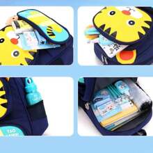 Children's School Backpack Back Pack Girl Boy Cartoon Tiger Kitten Print Daycare Travel Spacious Adjustable - 藏蓝色 - 查看 4