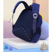 Children's School Backpack Back Pack Girl Boy Cartoon Tiger Kitten Print Daycare Travel Spacious Adjustable - 藏蓝色 - 查看 6