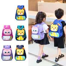 Children's School Backpack Back Pack Girl Boy Cartoon Tiger Kitten Print Daycare Travel Spacious Adjustable - 藏蓝色 - 查看 10