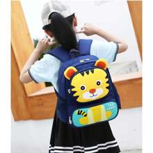 Children's School Backpack Back Pack Girl Boy Cartoon Tiger Kitten Print Daycare Travel Spacious Adjustable - 藏蓝色 - 查看 3