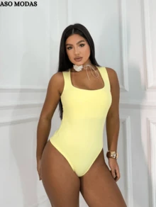 Women's Leotard Bodysuit Foreign Fashion - 黃色 - 查看 1