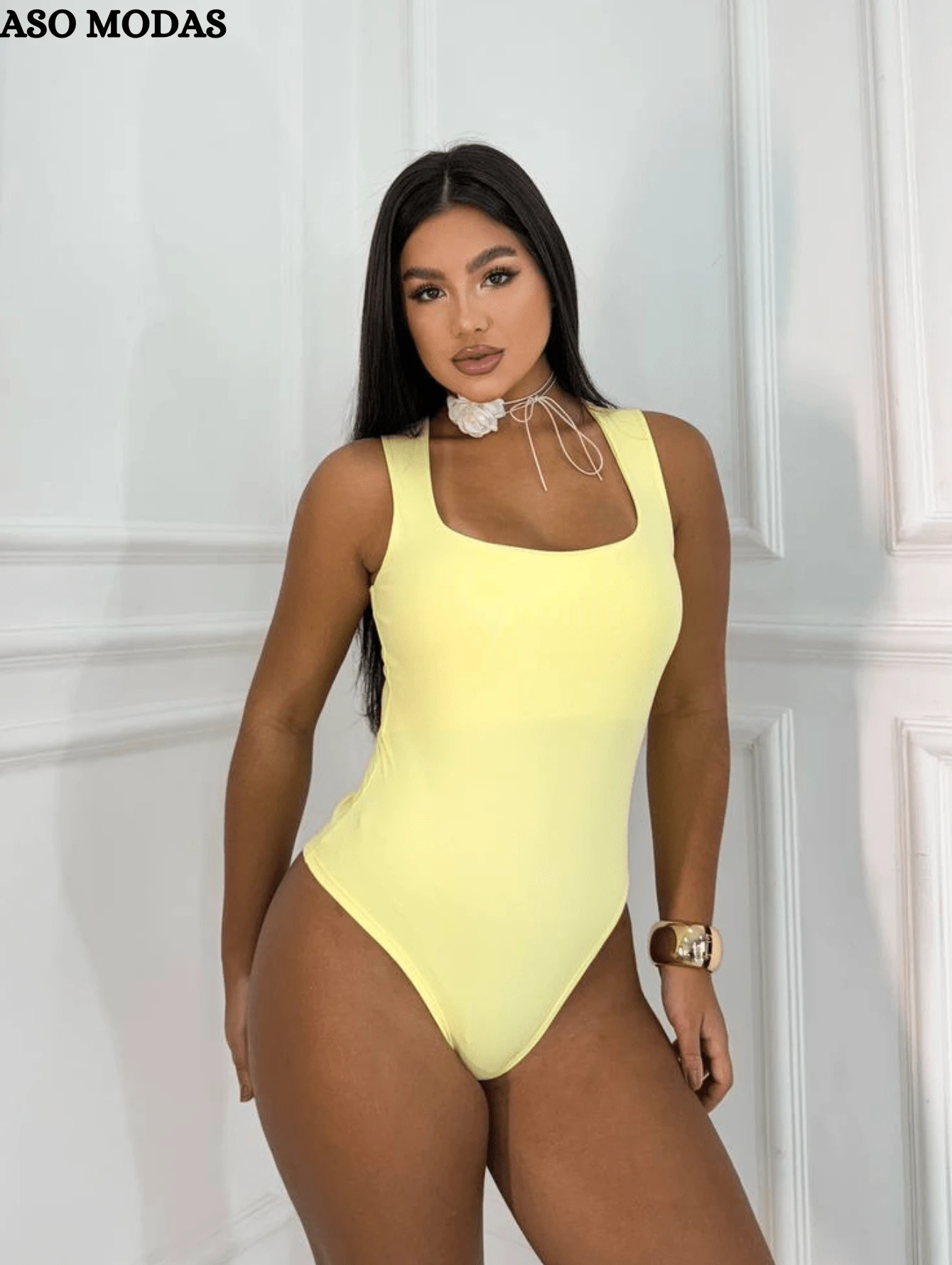 Women's Leotard Bodysuit Foreign Fashion - 黃色 - 查看 1