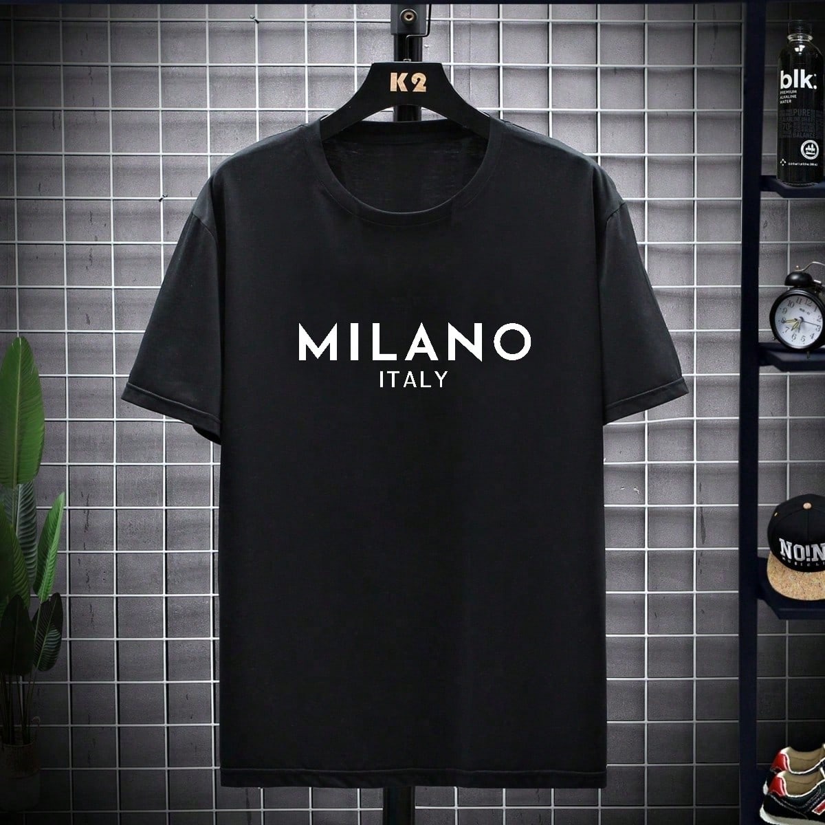 Camiseta de manga corta casual con gráfico en inglés de talla grande para hombres