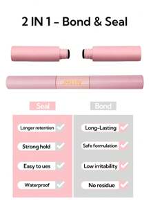 Asiteo 5ml+5ml DIY 粉色瓶睫毛粘合和密封，用于 DIY 睫毛延长的睫毛束胶，用于束睫毛的单根睫毛胶，强力定型且不含乳胶，适合在家个人化妆使用的睫毛胶睫毛膏 - 粉色 - 查看 2