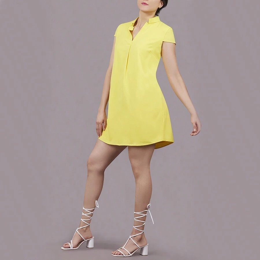 Yellow Shirt Dress - 黃色 - 查看 1
