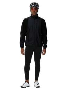 Boyfriend Style Men's Cycling Jacket With Rear Pocket, Active Mid Stretch Stand Collar Zip Up Windproof Jacket For Outdoor Fall Winter Wear - Black - View 6