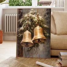 1 pieza Cartel de arte rústico vintage con campanas de Navidad sin marco, impresión en lienzo de pintura abstracta de vacaciones vintage para decoración del hogar, ideal como regalo para dormitorio, apartamento, sala de estar, dormitorio, decoración navideña, decoración de Navidad, decoración del árbol de Navidad, regalo de Navidad, decoración de Acción de Gracias, decoración de boda, decoración de otoño, decoración de cumpleaños, suministros para fiestas, decoración de interiores, decoración de festivales, decoración de Halloween, decoración de pared, adornos de Halloween